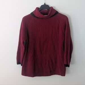 Vintage Paradox Knit Sweater Size Small Medium Red Black Cotton Holiday Winter